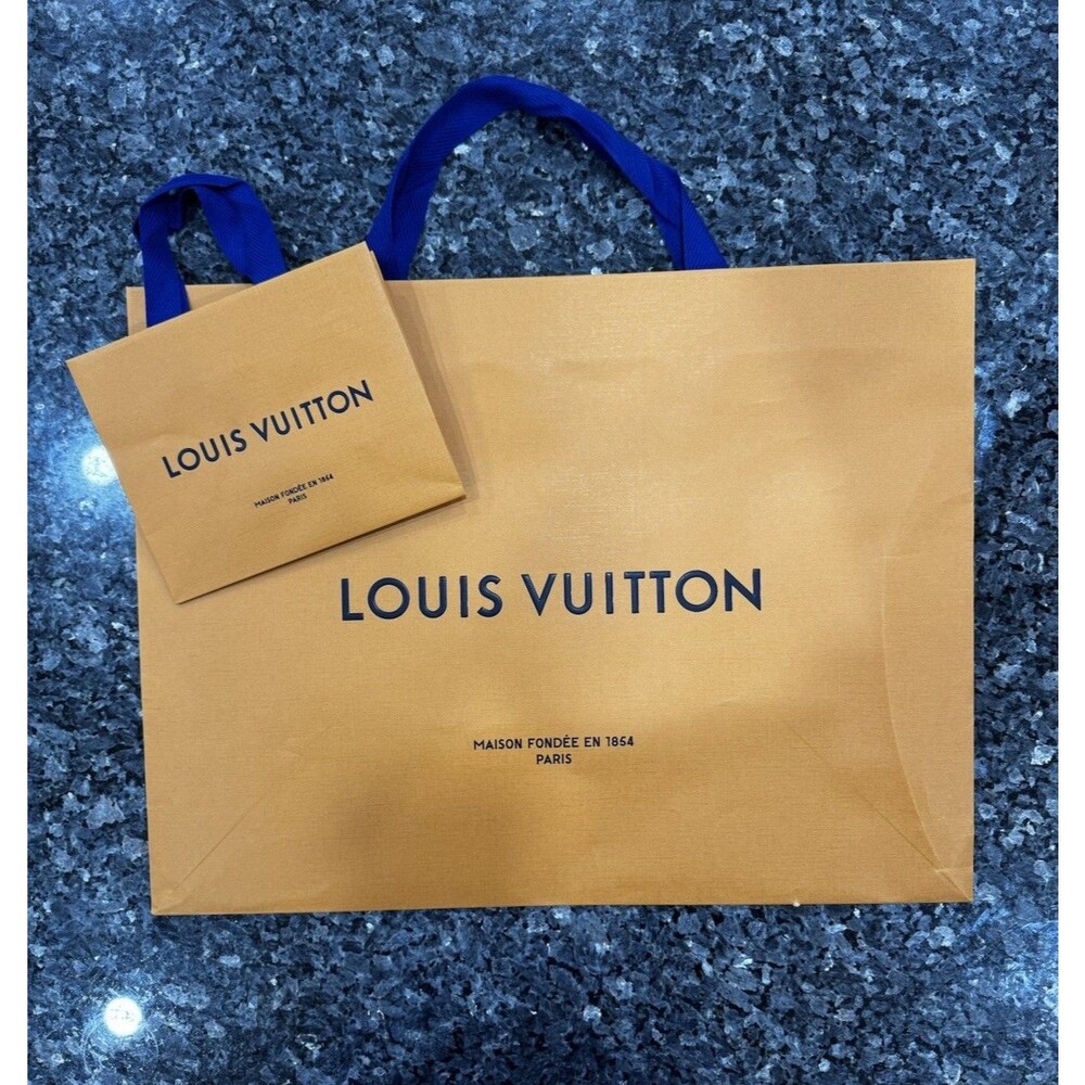 Louis Vuitton Authentic LV Orange Shopping Gift Bundle Empty Bag 23x18x10